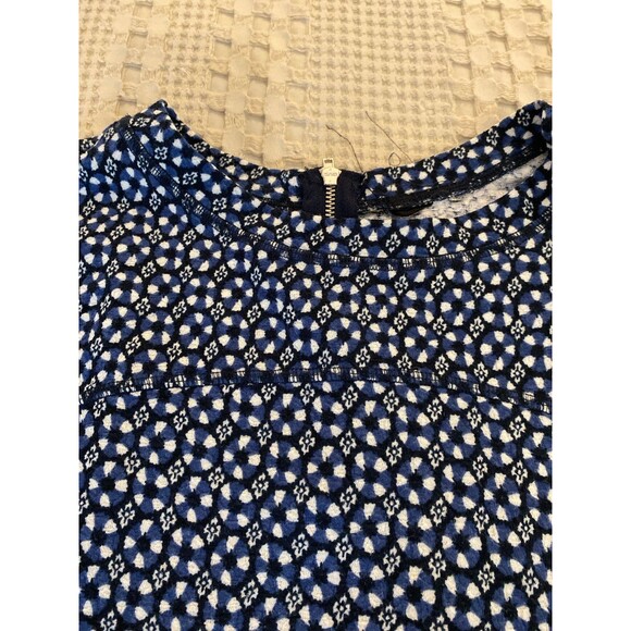 H&M Blouse Navy Black Floral Size X Small ? Stylish Zipper Back Long Sleeve - Picture 4 of 10